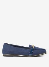 Wide Fit Navy Microfibre 'Lattice' Loafers