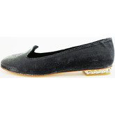 Chaussures Manas mocassins noir textile argent AG254